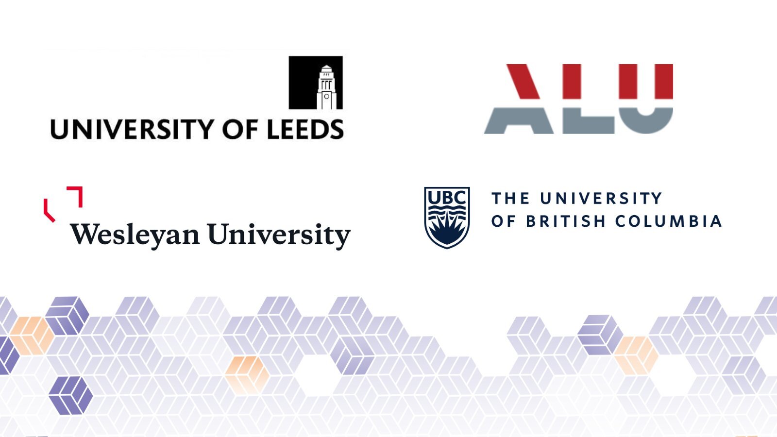 The logos of the Universities who won the highly commended awards.